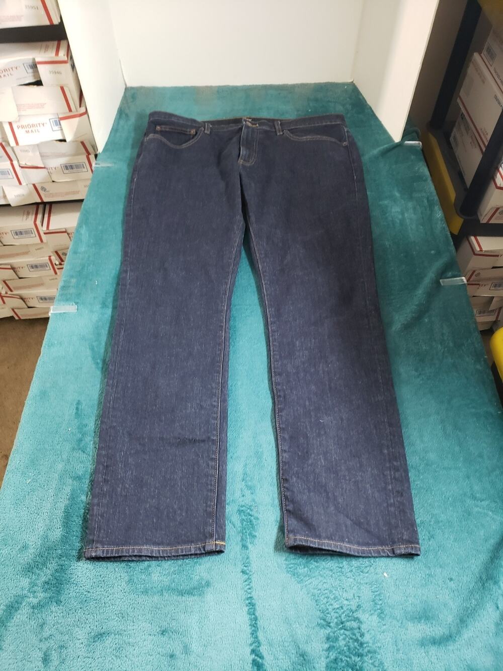 J.Crew Jeans Size 36x30 Mens Blue Denim Pant Stretch Dark Mid Rise Slim Straight